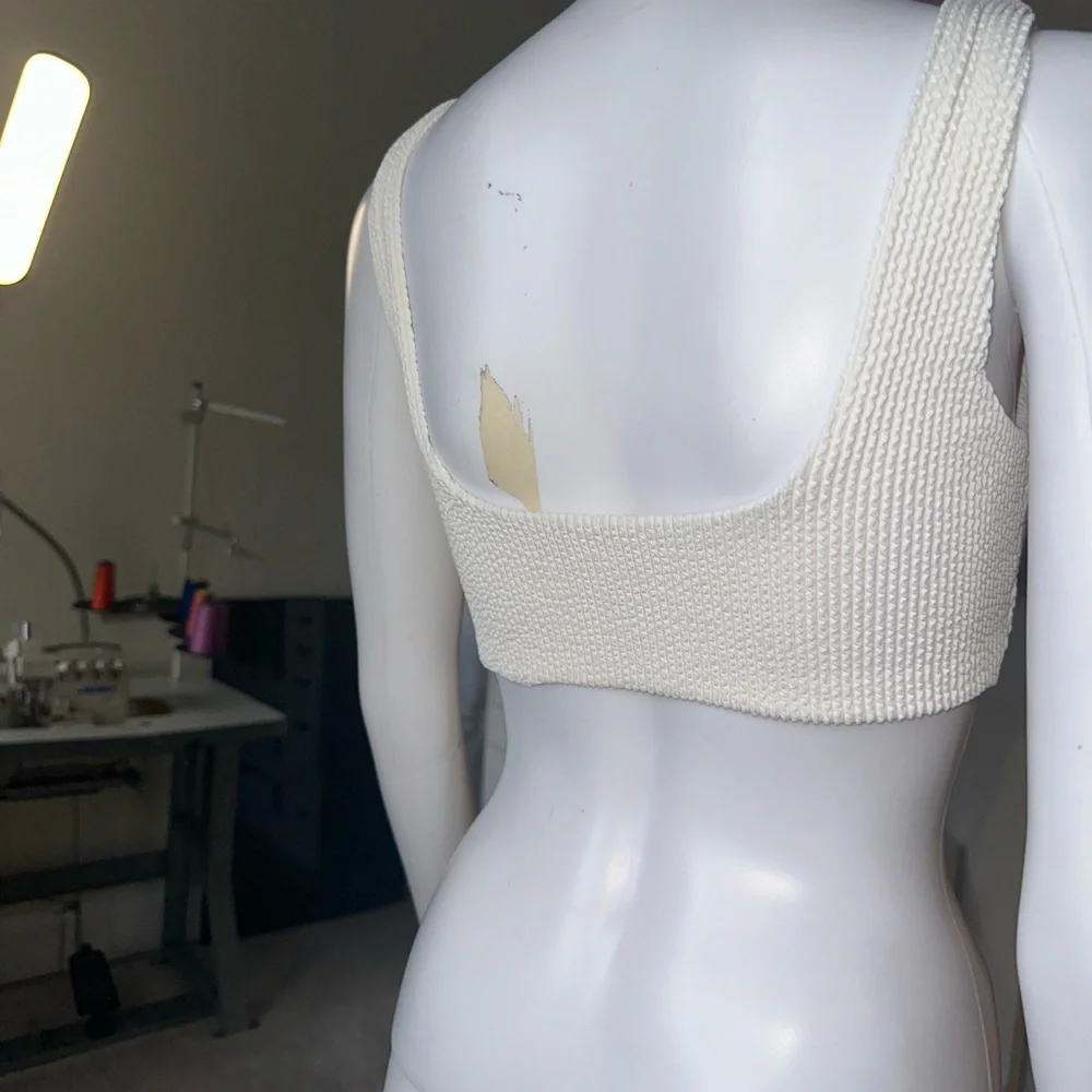 White Ribbed Crop Top - Picture 9 of 9